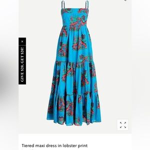 J. Crew Tiered maxi dress in lobster print Size 0